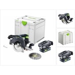 Hkc 55 EB-Basic Scie circulaire à capot basculant sans fil, sans balai 18 v, 160 mm + 1x Batterie 4,0 Ah + Chargeur + Systainer (576163) - Festool