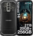 DOOGEE Blade10 Ultra 2024 Android 14, 20GB+256GB/TF2TB, 6.56" Écran, 50MP Camera, Ultra-mince 11 mm, 5150mAh Smartphone Incassable, 3 Card /IP68/69K/NFC/OTG-Transparent - Noir