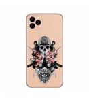 Coque Iphone 11 PRO MAX samourai tete de mort fleur katana bushi