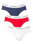 Calvin Klein Men's 3p Hip Brief Hip Briefs, Multicolour (White/Red Ginger/Pyro Blue), XS