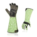 Vgo... Gants de jardinage pour femmes, gantelet d'élagage, manches longues, anti-épines, puncture protection, avant-bras long, écran tactile (AL6608,Vert,9/L,1Paire)