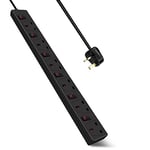 ExtraStar 6 Way Extension Lead, 13A/3120W Fused Power Strips UK Plug with Individual Indicator Switch (1M, Black)