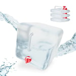 Relaxdays - Lot de 4 bidons pliants, robinet, bouchon à vis, poignée, eau, camping, 20 litres, transparent/rouge