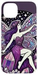 Coque pour iPhone 14 Plus Illustration de fée en cristal violet améthyste