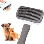 Edipets, Brosse Chien, Chat, Poil Long, Autonettoyante, Poils en Acier et Silicone, Élimine les Poils Morts, Ergonomique, Accessoires Animaux (Gris)