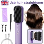 Electric Hair Straightener Brush Straight Quick Iron Hot Comb Negative ion Brush