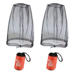 2 Pcs Midge Head Net with Storage Bag Face Net Mesh Nylon Mosquito Head Net for 