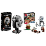 LEGO 75328 Star Wars The Mandalorian Helmet Buildable Model Kit, Display Collectible Decoration Set & Star Wars AT-ST 75332 Building Kit; Fun Starter Set for Kids Aged 4 and Over