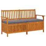 Banc De Jardin Meuble De Patio D'extérieur Terrasse De Rangement Avec Coussin 148 X 62 X 84 Cm Bois D'acacia Solide Helloshop26 02_0011797