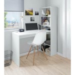 Dmora - Bureau Denton, Bureau réversible avec bibliothèque 5 étagères, Table d'étude ou de bureau pour support de livre pc, cm 120x53h144, Blanc,