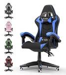 bigzzia Ergonomic Gaming Chair - Gamer Chairs with Lumbar Cushion + Headrest, Height-Adjustable Office & Computer Chair for Adults, Girls, Boys (Without footrest, Blue)