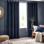 Yard Heavy Chenille Velvet Eyelet Curtains - 2 Panels - Width x Drop - 168 x 183cm (66 x 72) - Navy