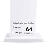 Lot De 60 Feuilles De Papier Photo A4-300 G/M² - Papier Épais De Qualité Supérieure - Pour Impression - Blanc