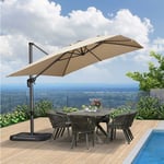 PURPLE LEAF Parasol Deporte 2.7×3.5 m Rectangulaire Parasol De Jardin Exterieur Rotatif 360°, Parasol Excentré Inclinable, Parasol Suspendu Balcon,