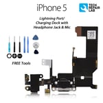 NEW iPhone 5 Charging Dock Port + Headphone Jack with Tools - BLACK