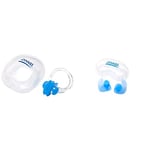 Zoggs Silicone Swimming Nose Clip with Case, Blue/Clear, Nose Clip Swimming Adult, one size, 301653-999 & Aqua Plugz, Ear Plugs for Swimming, Reusable Silicone Ear Plugs (packaging may vary)