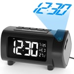 LIORQUE Projection Alarm Clock, Projection Clocks for Bedrooms with FM Radio