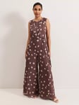 Phase Eight Petite Maxine Polka Dot Jumpsuit, Latte