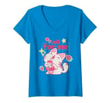 Womens Kawaii Cat Drinking Strawberry Milk Cute Cartoon Aesthetic V-Neck T-Shirt