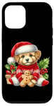 Coque pour iPhone 12/12 Pro Chiot mignon en bonnet de noel avec biscuit au pain d'épice