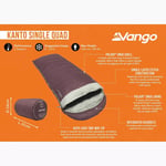 Vango Square Single Sleeping Bag Kanto Arctic Dusk # RRP £40 # Cheap Camping bed