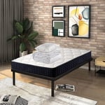 Lit 90x190 avec Sommier et Matelas et Couette et Oreiller-Matelas 90x190x17-Sommier 90x190-Couette 140x200-Oreiller 60x60(Ensemble Matelas et Sommier