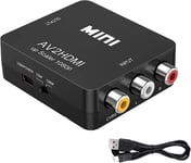 Adaptateur Av Vers Hdmi, Mini Convertisseur De Signal Audio Vidéo Av Vers Hdmi, Pr En Charge 720/1080P, Adaptateur Rca Vers Hdmi, Adapté Pour Pc/Stb/Magnétoscope/Dvd/Tv (Noir)