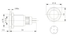 ON-OFF-kytkin monostabiili - PBW-16BPW - 2A/250V - litteä vihreä/punainen