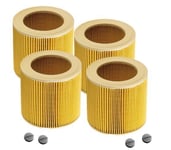 4 X Cartridge Filter For Karcher MV2 Wet & Dry Hoover Vacuum Cleaners