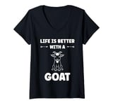 Womens Small Animals Goat quote life is better with a Goat V-Neck T-Shirt