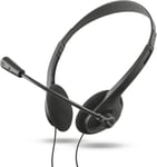 Primo Casque Micro PC Léger on Ear 3.5 mm, Câble 1,8 m, Casque Audio PC Filaire Ajustable pour Ordinateur Portable Teletravail Bureau Chat Zoom Teams - Noir