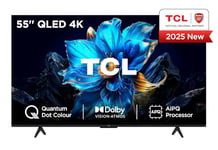 TCL 55P7K-UK 55" QLED 4K Ultra HD HDR Google TV (Google Assistant, BBC iPlayer, Dolby Atmos, Dolby Vision, HDR10+, 120Hz Game Accelerator, Motion Clarity，2025 New Model)