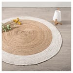 Tapis déco rond en jute bord coloré diamètre 120 cm blanc Diamètre 120 cm