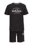 Jack & Jones Junior Boys Forest Short Sleeve T-shirt And Short Set - Black, Black, Size Age: 8 Years