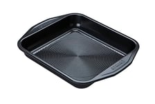 Circulon Ultimum Square Cake Tins for Baking - Non Stick 9 Inch Cake Tin, Freezer and Dishwasher Safe Carbon Steel Bakeware, Black