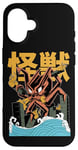 Coque pour iPhone 16 Kaiju Monster Movie City Destruction Japonais Retro Comic