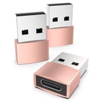 Syntech USB C Female to USB Male Adapter(3 Pack), Type C to USB A Converter Compatible with Laptops, Power Banks, Chargers, for iPad Air 4, iPhone 11/12 Pro Max, Samsung Galaxy S20 etc,Rose Gold