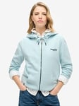 Superdry Essential Logo Zip Hoodie - Blue, Blue, Size 8, Women