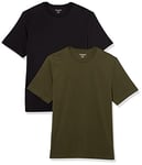 Amazon Essentials Men's T-Shirt Regular-Fit Short-Sleeve Crewneck, Pack of 2, Black/Olive, M