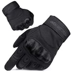 FREE SOLDIER Gants Tactiques Gants Moto Gant Militaire Jointure Dure pour La Randonnée Escalade Sports De Plein Air Vélo VTT Travailler(Noir foncé,L)