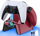 ¿2024 Nouveau¿Chargeur Manette Ps5, 2h Rapide Chargeur Avec Avec Fiches Et Câbles Individuels, Avec Indicateur Led Station De Chargement, Compatible Avec Manettes Dualsense Playstation 5