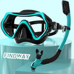 Findway Masque Plongée Adulte, Masque de Plongée avec Masque à Large Vue et Tuba, Lunettes de Natation avec Couvre-Nez, en Verre trempé, Masque Snorkeling pour la Natation et la Plongée