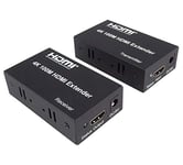 PremiumCord Extendeur HDMI 4K sur 100 m Via Un câble Cat5e/Cat6, boîtier en métal, statut LED, Compatible avec vidéo 4K UHD, Full HD 1080p 60Hz, HDCP, Noir