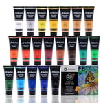 Artecho Peinture Acrylique 20×120ml, Acrylic Paint, Peinture pour Toile, Tissu, Bois, Roche, Papier, Verre.