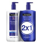 Neutrogena , Crème hydratante pour le corps, formule norvégienne, pour peau sèche jour et nuit, jusqu'à 48 heures d'hydratation, peau plus douce et nourrie, développée avec des dermatologues, pack de 2 x 750 ml