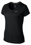 Nike Miler V-Neck - T-Shirt pour Femme col V XS Negro/Plateado (Black/Reflective Silv)