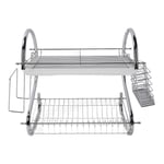 Dish Rack 2 Tier Bowl Dish Drainer Neat Organization Rust Prevention Kitchen