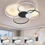 Gbly - Led Plafonnier Dimmable - Moderne 94CM Grande lampe de salon Métal et Acrylique 72W Design éclairage anneau avec télécommande pour salon