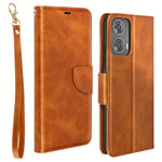 Avizar Folio case for Motorola Moto G24/G04 Smooth TextuWallet Flap, Light Brown