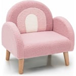 Fauteuil Enfant en Peluche avec Dossier & accoudoir Confortable, Canapé Chaise Enfant en Bois avec Joli Motif Arc-en-Ciel, Charge 50kg pour Garçon